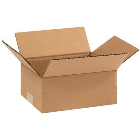 BOX PACKAGING Flat Cardboard Corrugated Boxes, 9"L x 7"W x 3"H, Kraft 973